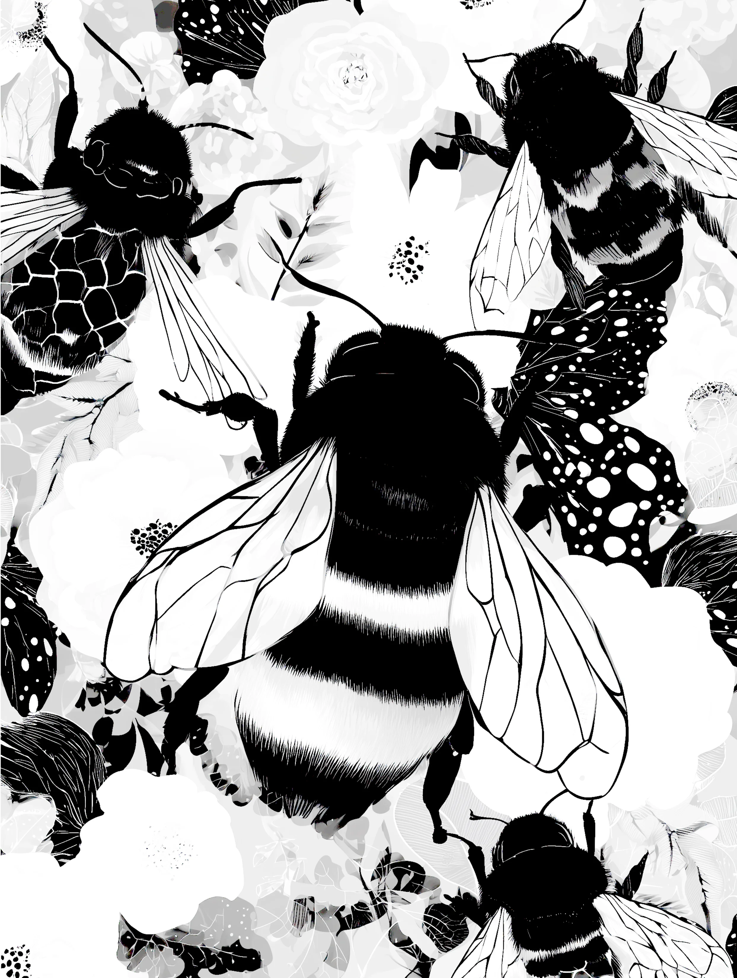 Free printable bee coloring page for adults featuring light background bumble bee